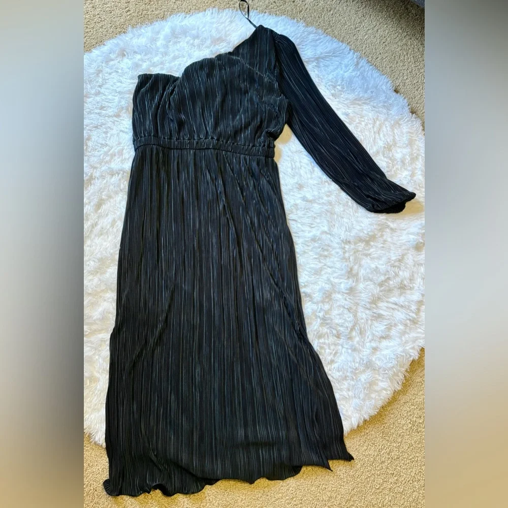 Petal & Pup - Pontee One Shoulder Pleated Midi Dress - Picture 5 of 6